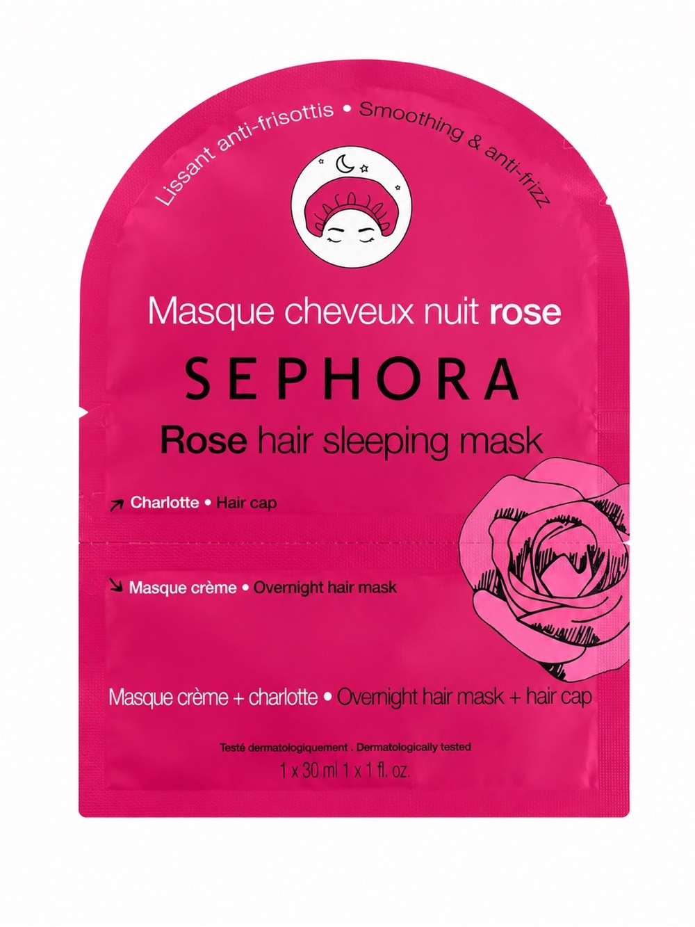 SEPHORA Rose Hair Sleeping Mask - Bright Pink Overnight Cream & Hair Cap